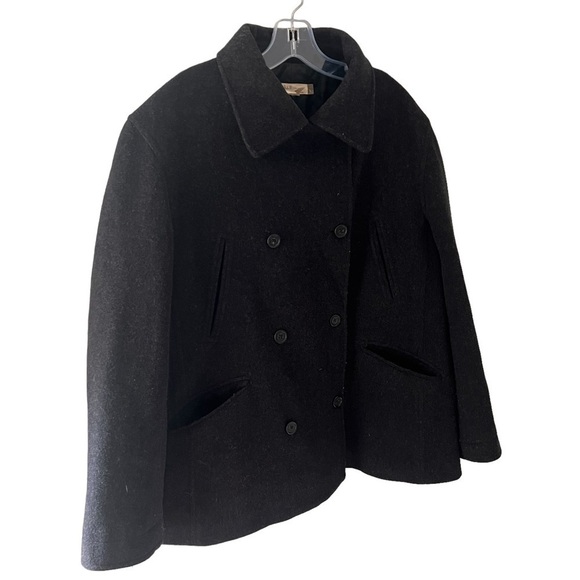 J Crew Vintage Cashmere Wool Blend Winter Pea Coat Thinsulate Lining Size Large - Picture 1 of 5